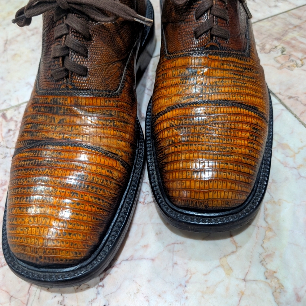 Elegant Authentic Cole Haan Brown Lizard 🦎 Leather Men's Dress Shoes